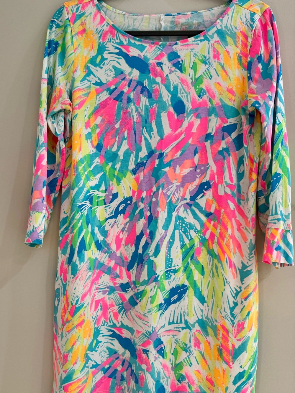 Lilly Pulitzer Colorful Tropical Print 3/4 Sleeve Shift Dress